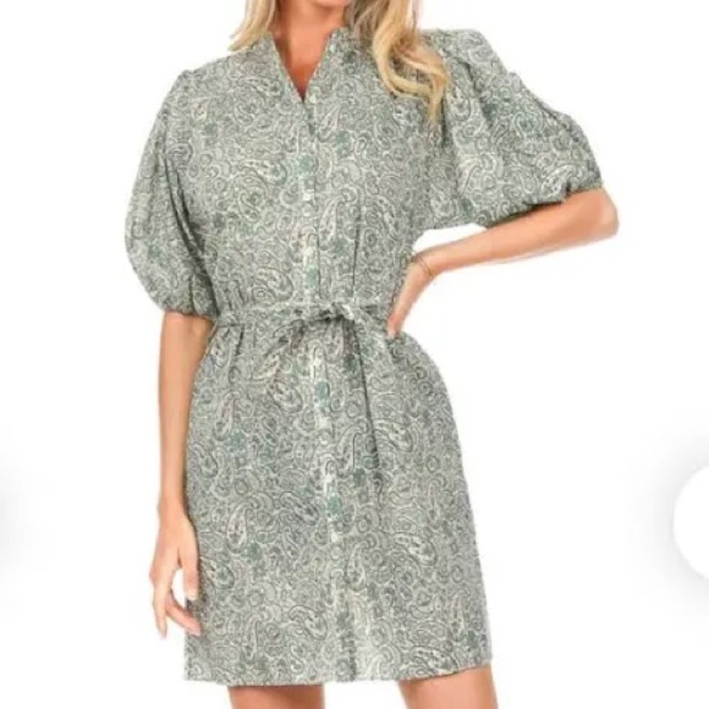 💚 VANESSA BRUNO Shirt dress with paisley print Tanji | green Large